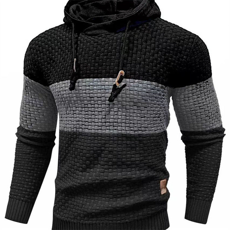 Men's Stretchy and Breathable Tricolor Long-Sleeve Hoodie