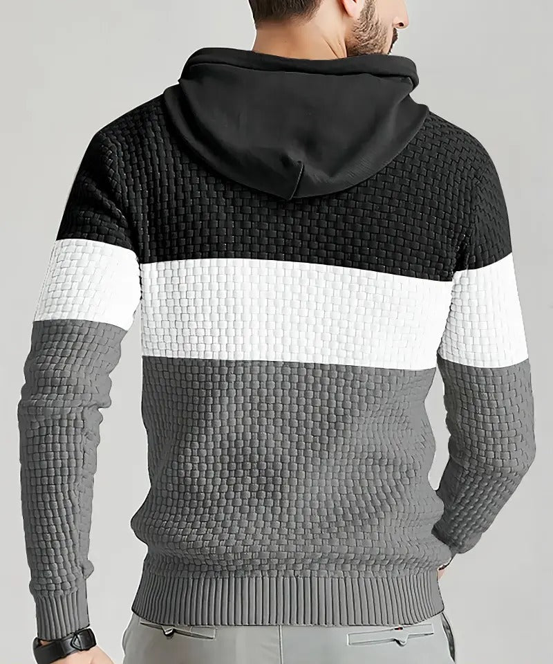 Men's Stretchy and Breathable Tricolor Long-Sleeve Hoodie