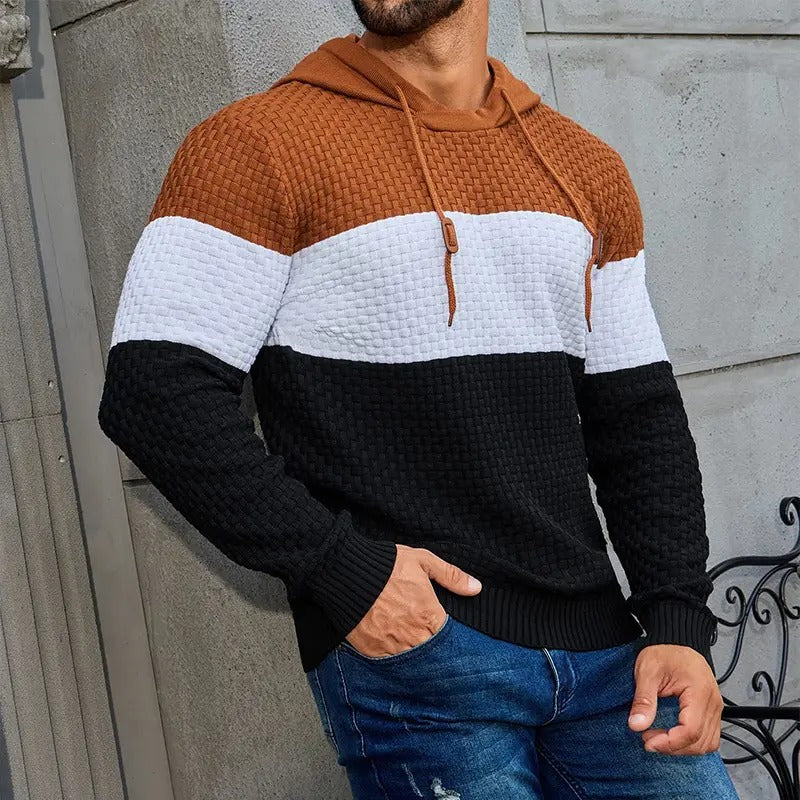 Men's Stretchy and Breathable Tricolor Long-Sleeve Hoodie