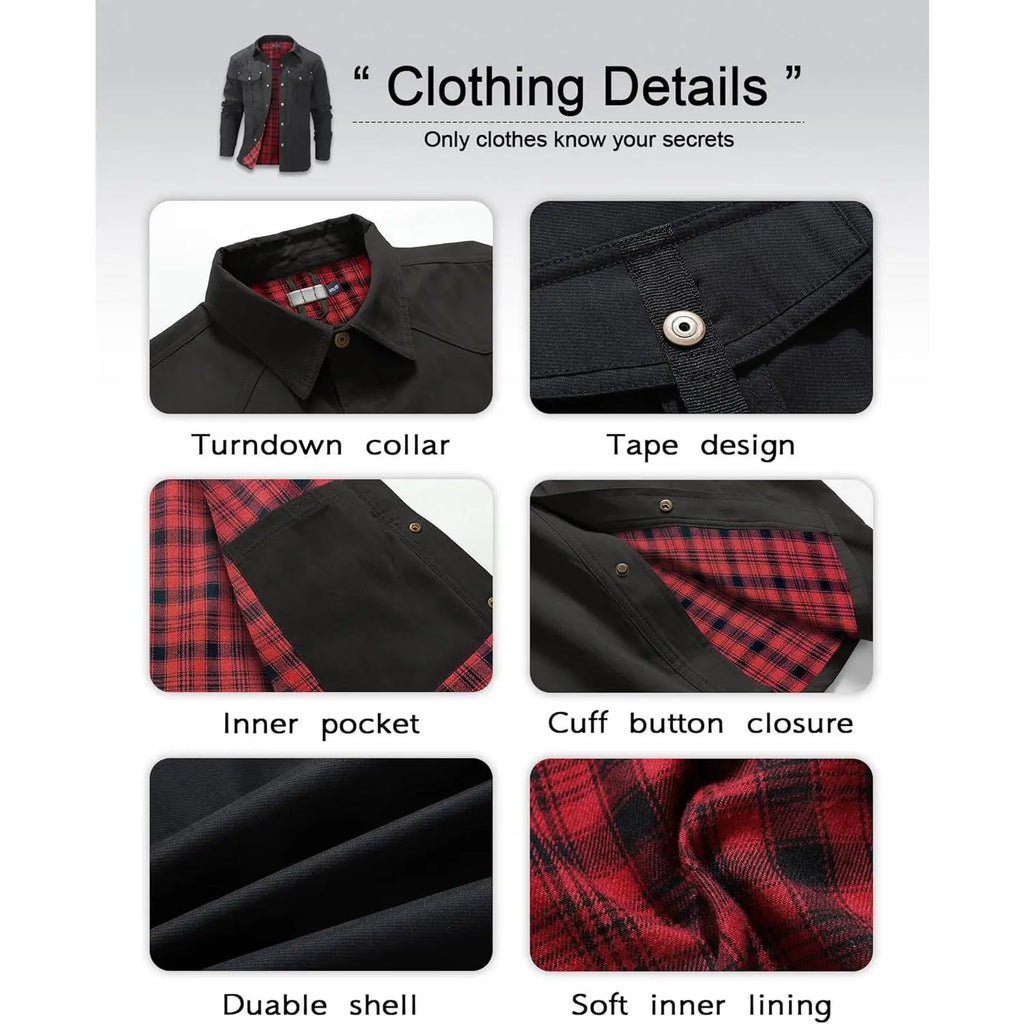 Men's Flannel Lined Shacket Jacket for Outdoors and Casual Wear
