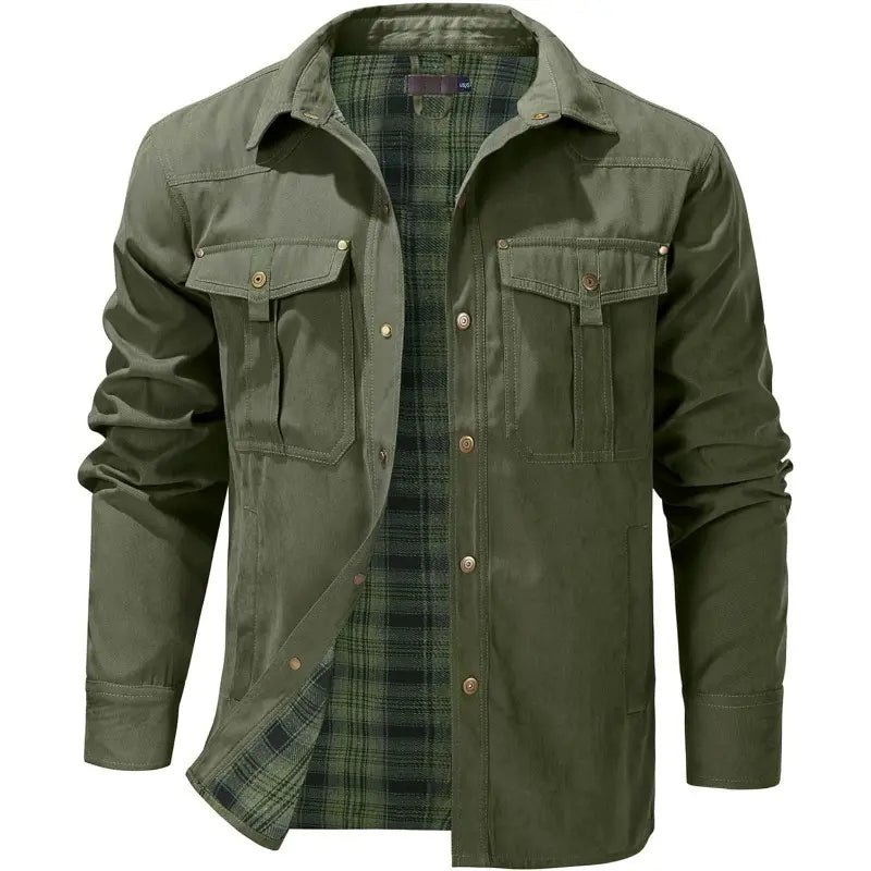 Men's Flannel Lined Shacket Jacket for Outdoors and Casual Wear