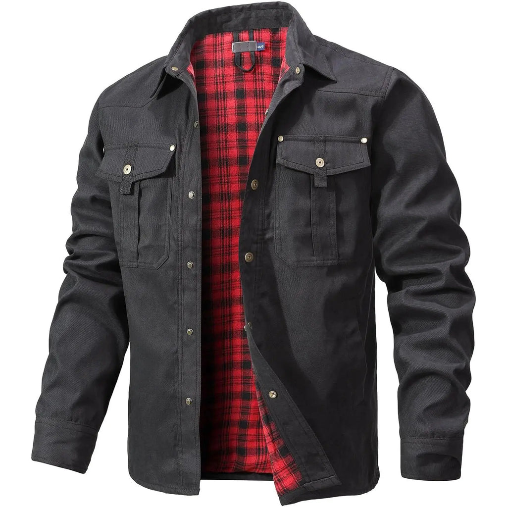 Men's Flannel Lined Shacket Jacket for Outdoors and Casual Wear