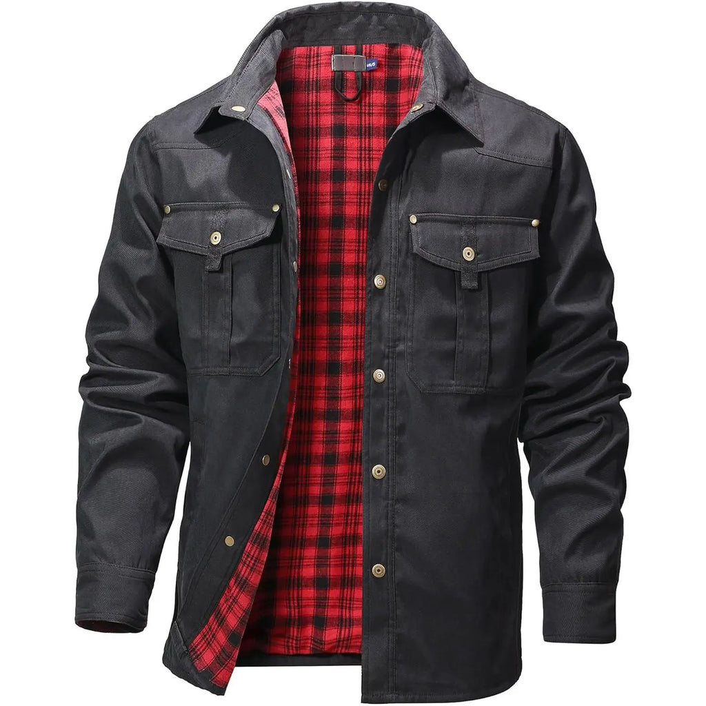 Men's Flannel Lined Shacket Jacket for Outdoors and Casual Wear