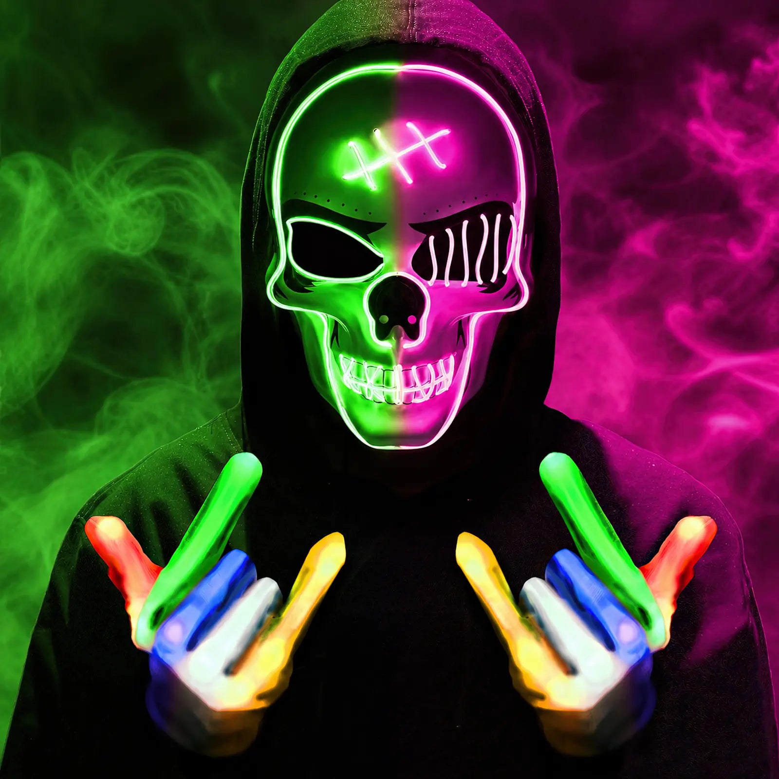 Halloween LED spooky skull mask colorful