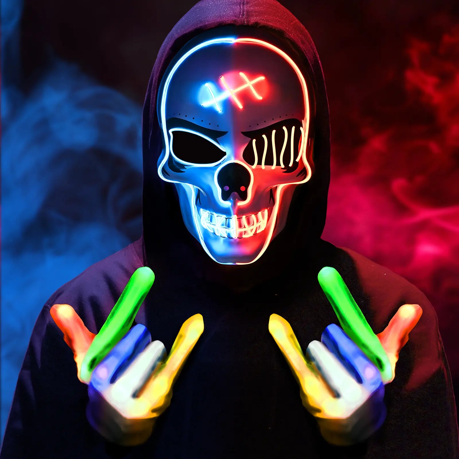 Colorful Halloween glowing skull mask