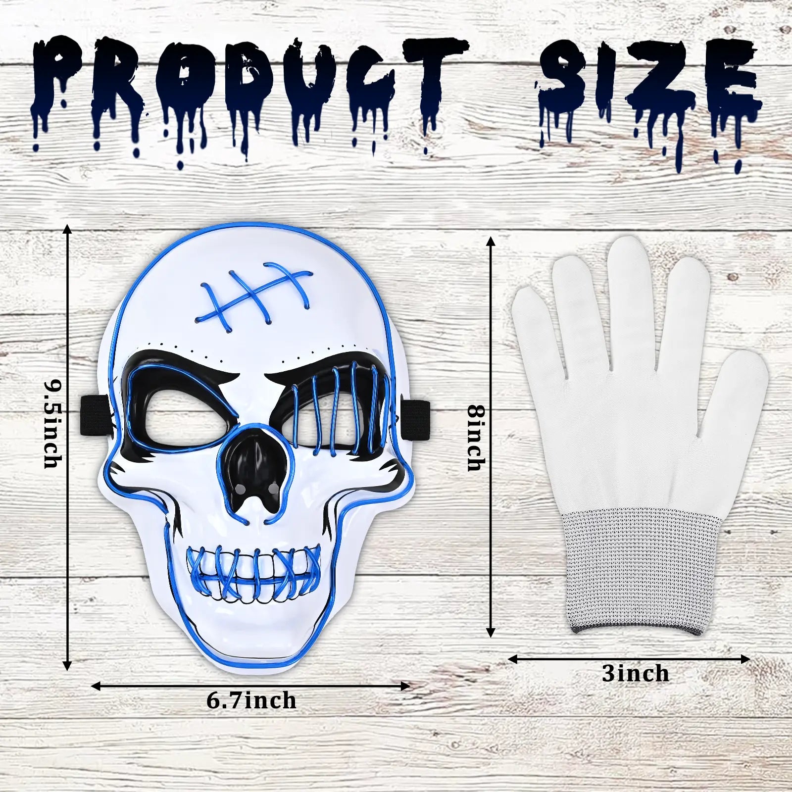 Halloween LED skull mask dimensions