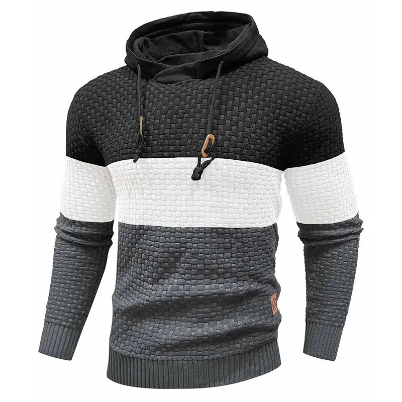 Men's Stretchy and Breathable Tricolor Long-Sleeve Hoodie