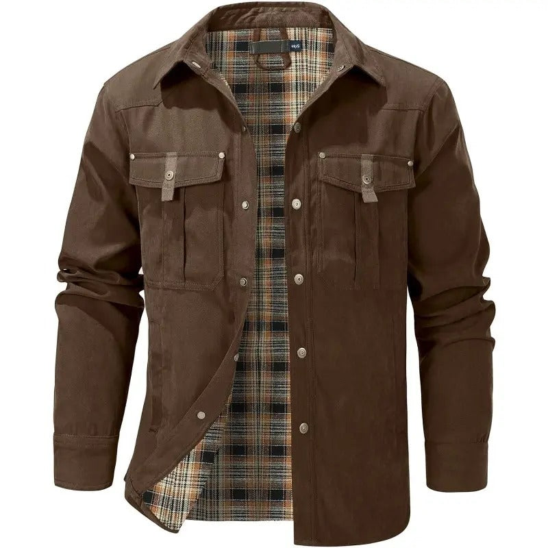 Men's Flannel Lined Shacket Jacket for Outdoors and Casual Wear