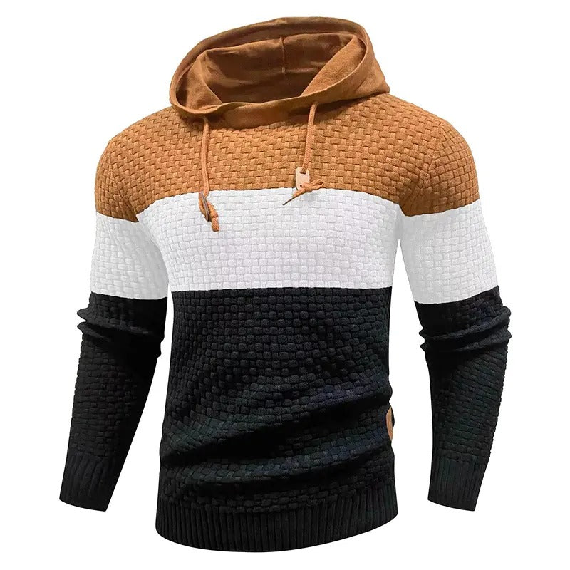 Men's Stretchy and Breathable Tricolor Long-Sleeve Hoodie