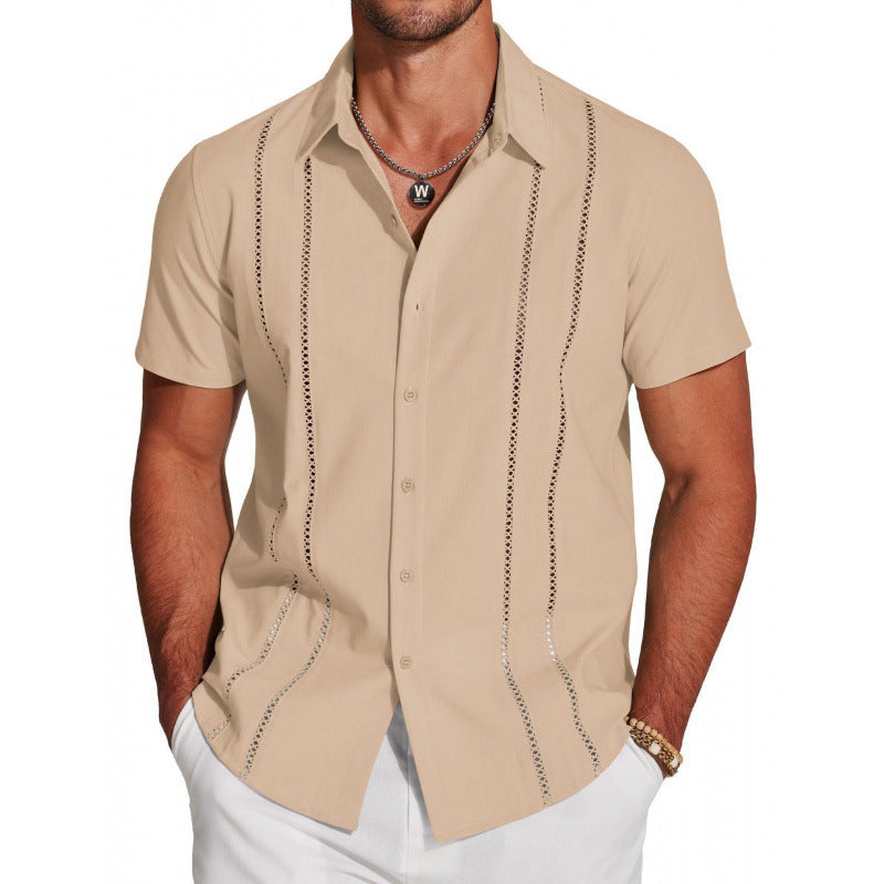 Men's Riviera Openwork Short Sleeve Button-Up Shirt
