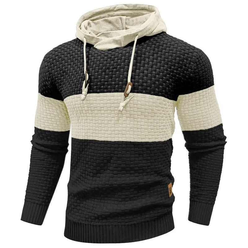 Men's Stretchy and Breathable Tricolor Long-Sleeve Hoodie