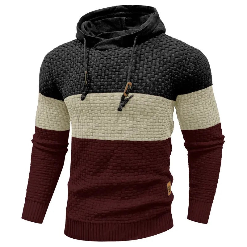Men's Stretchy and Breathable Tricolor Long-Sleeve Hoodie
