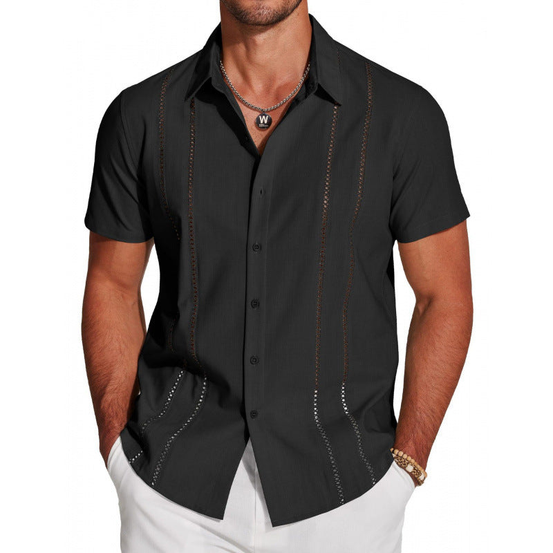 Men's Riviera Openwork Short Sleeve Button-Up Shirt