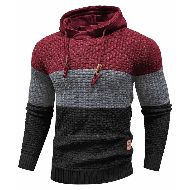 Men's Stretchy and Breathable Tricolor Long-Sleeve Hoodie