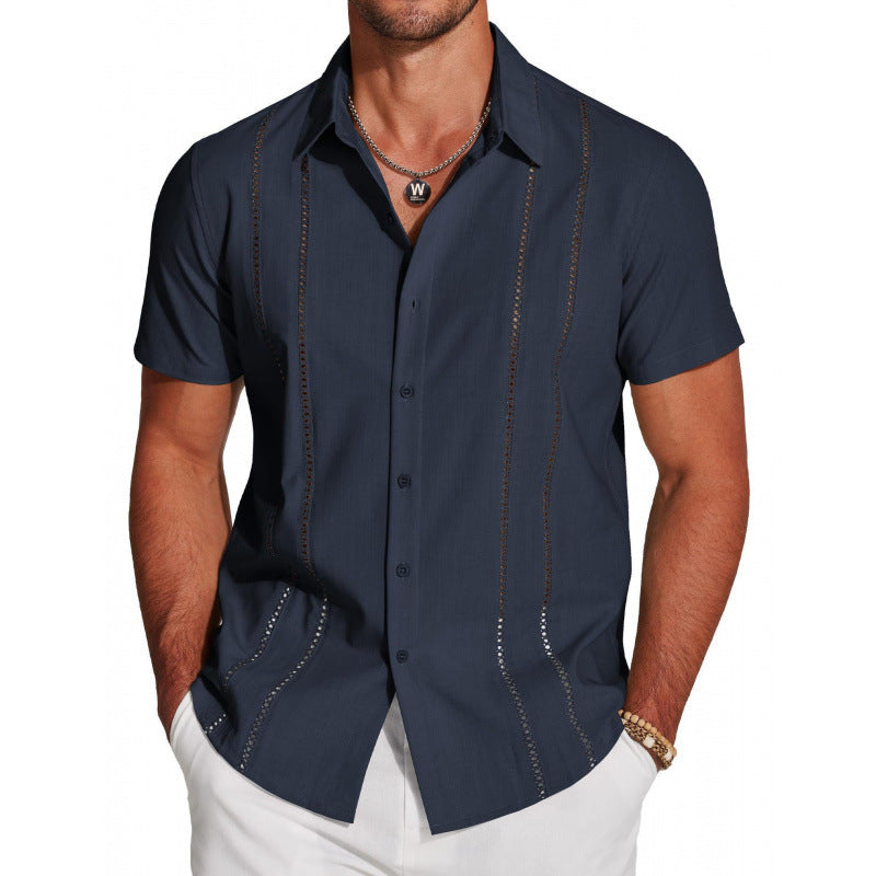 Men's Riviera Openwork Short Sleeve Button-Up Shirt