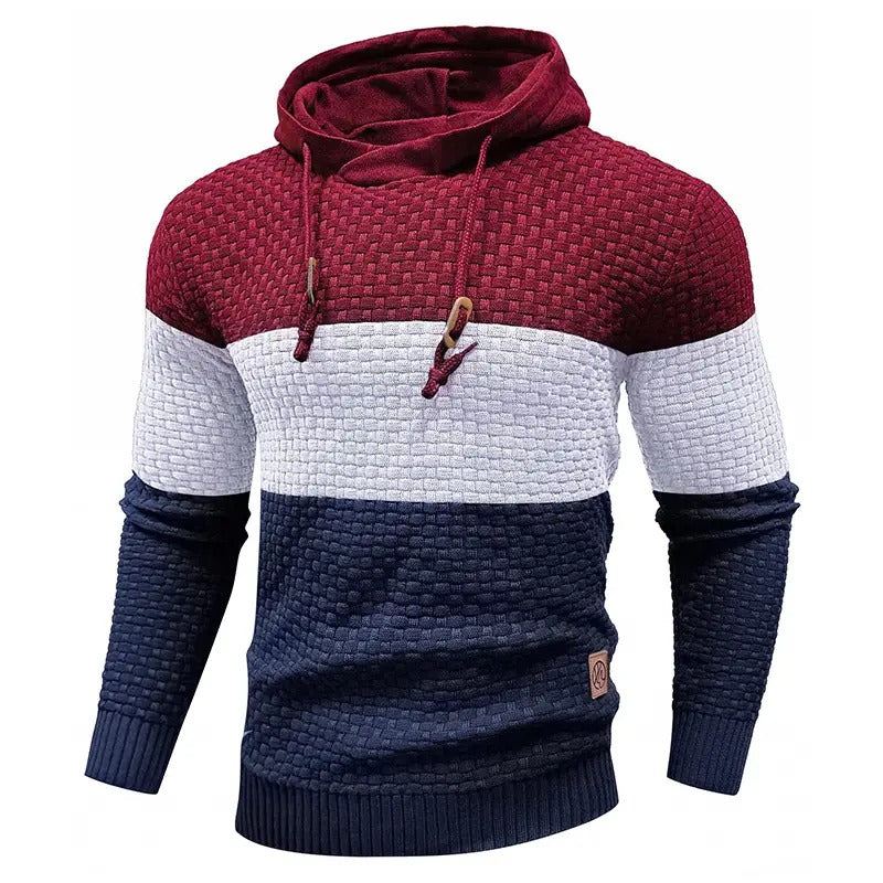 Men's Stretchy and Breathable Tricolor Long-Sleeve Hoodie