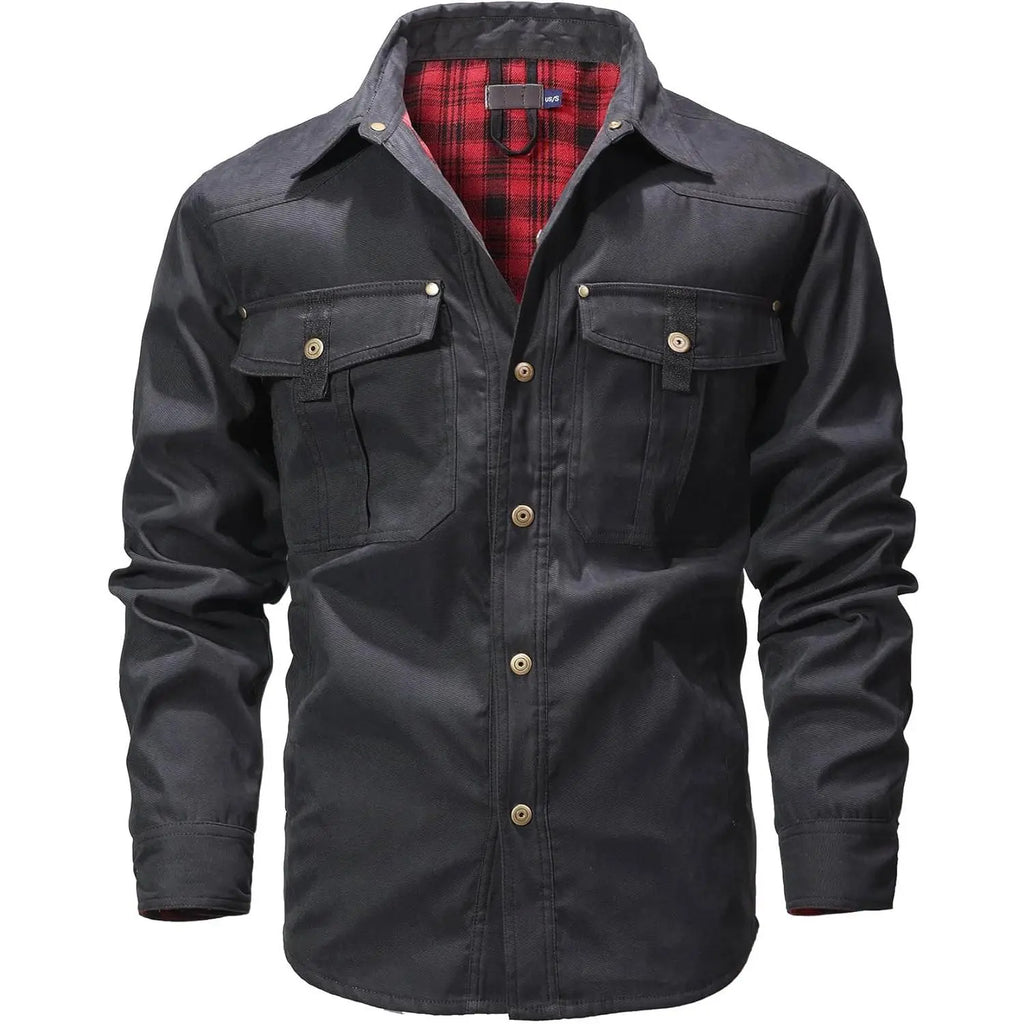 Men's Flannel Lined Shacket Jacket for Outdoors and Casual Wear